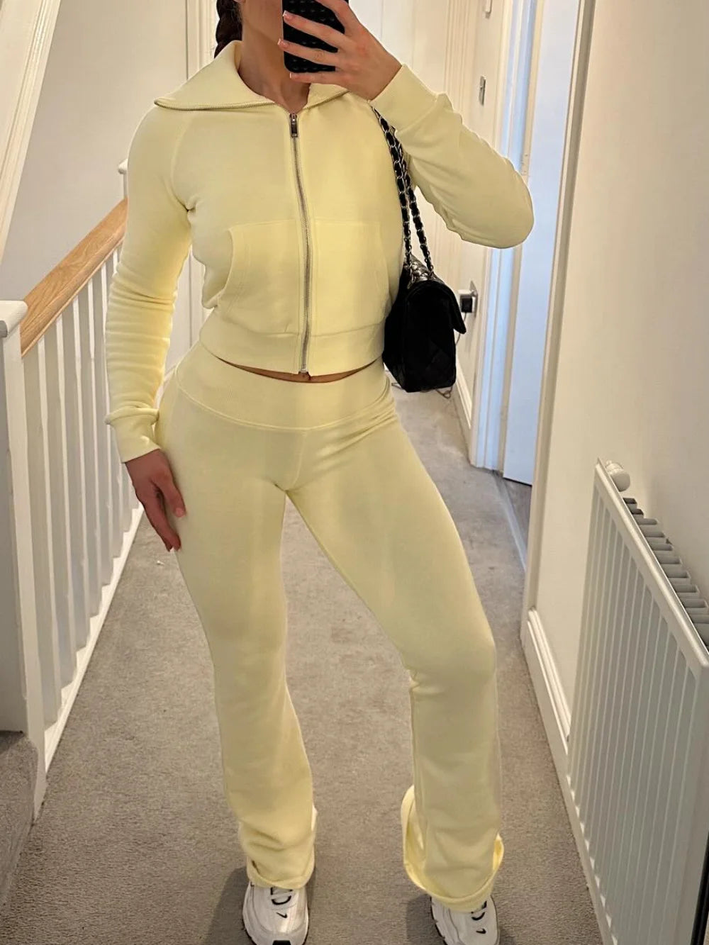 Two-Piece Sweat Set with Flared Trousers