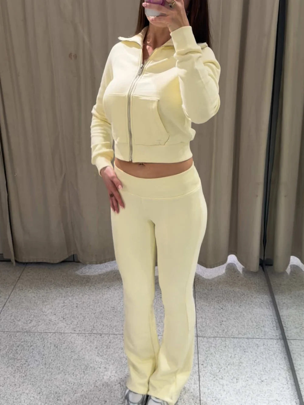 Two-Piece Sweat Set with Flared Trousers