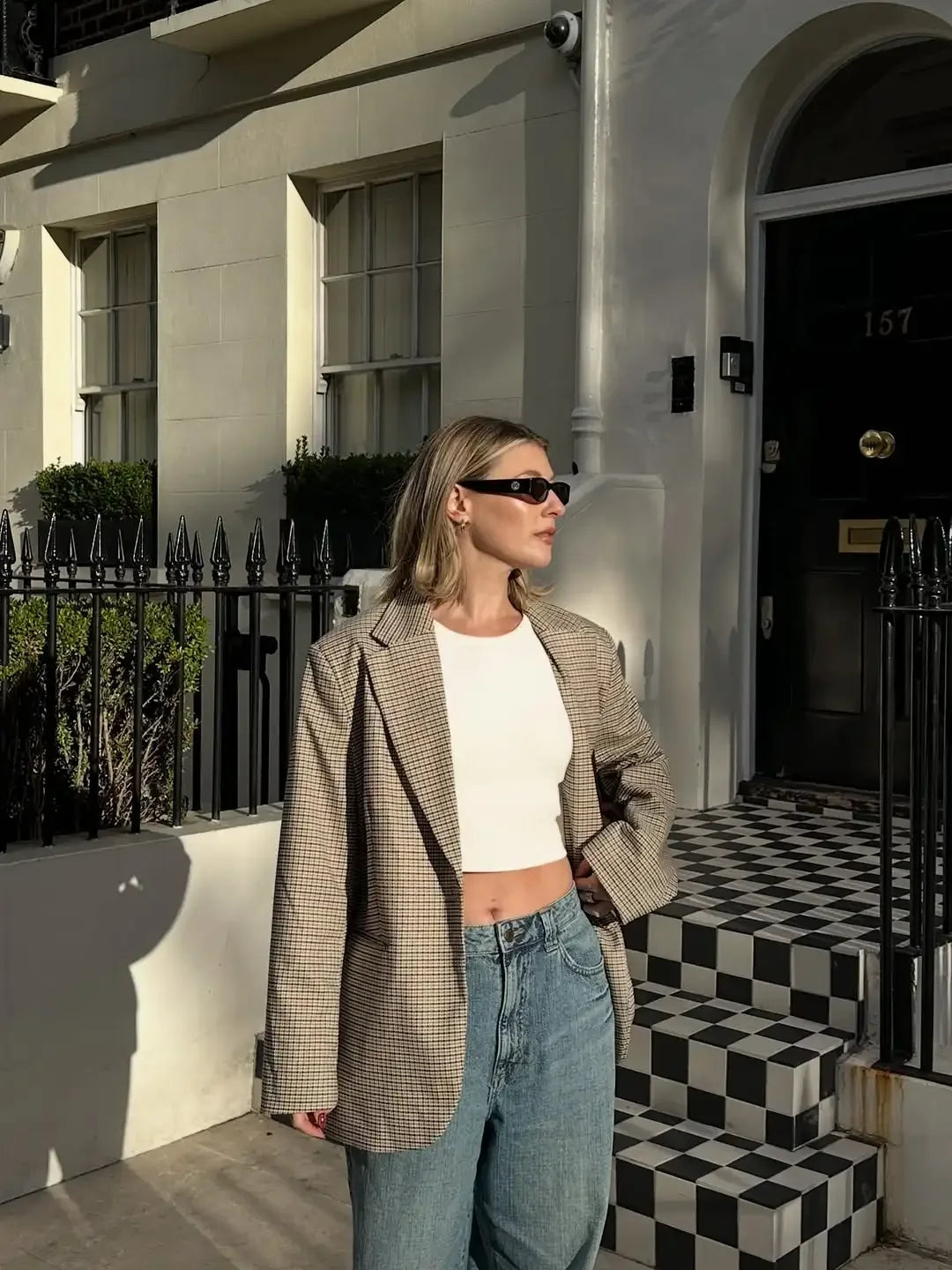 Oversized Houndstooth Blazer