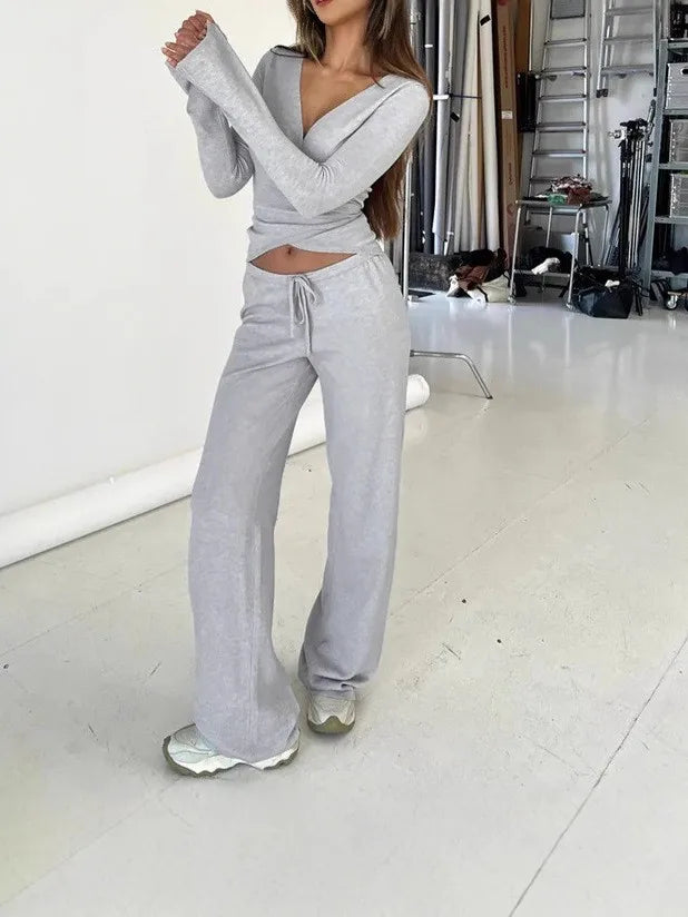 Two-Piece Set with Wide-Leg Trousers