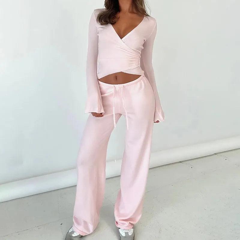 Two-Piece Set with Wide-Leg Trousers