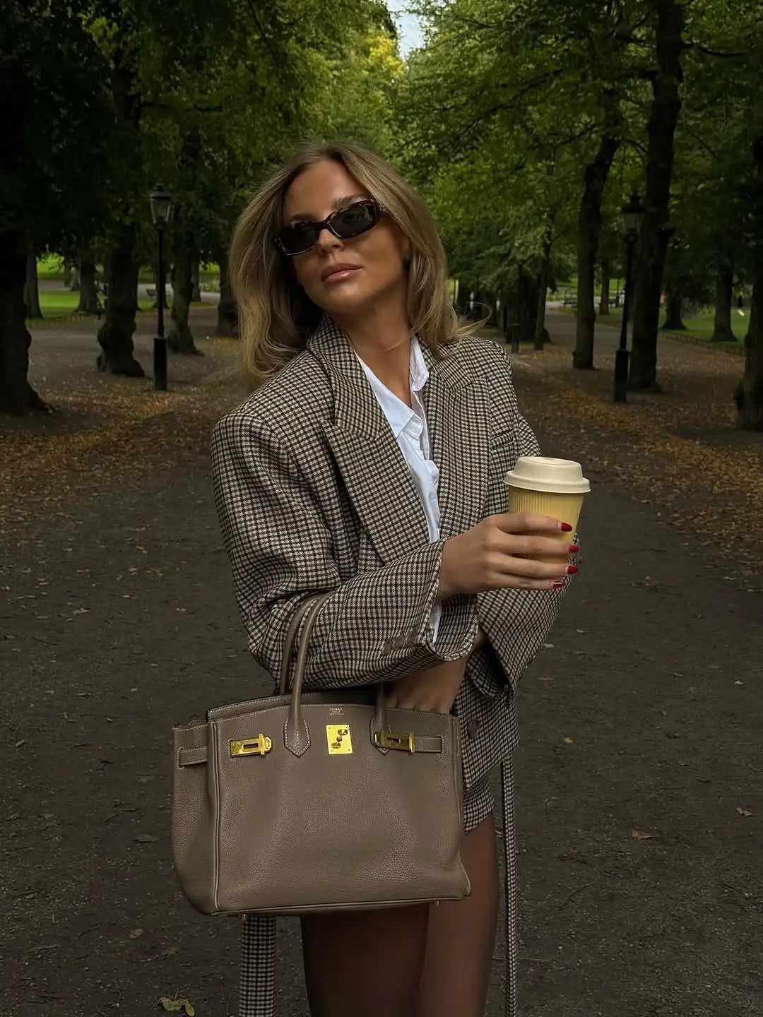 Checked Blazer and Shorts Set