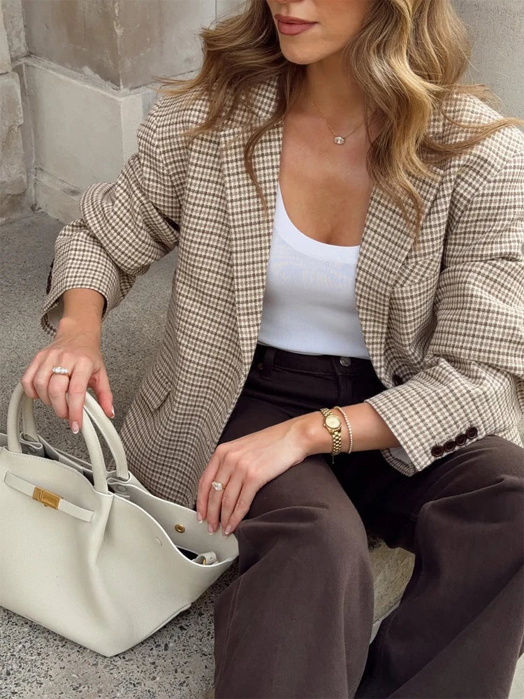 Oversized Houndstooth Blazer
