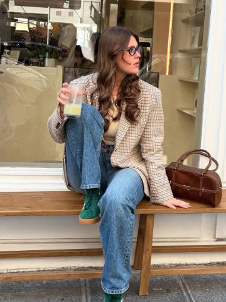 Oversized Houndstooth Blazer