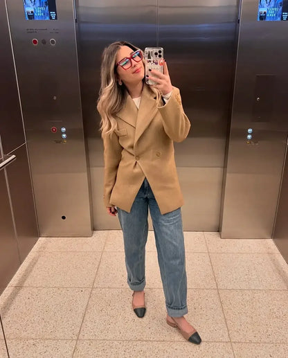 Waist-Cinching Single-Button Blazer