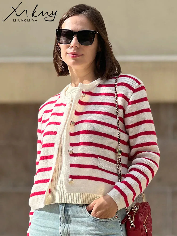 Striped Cropped Cardigan