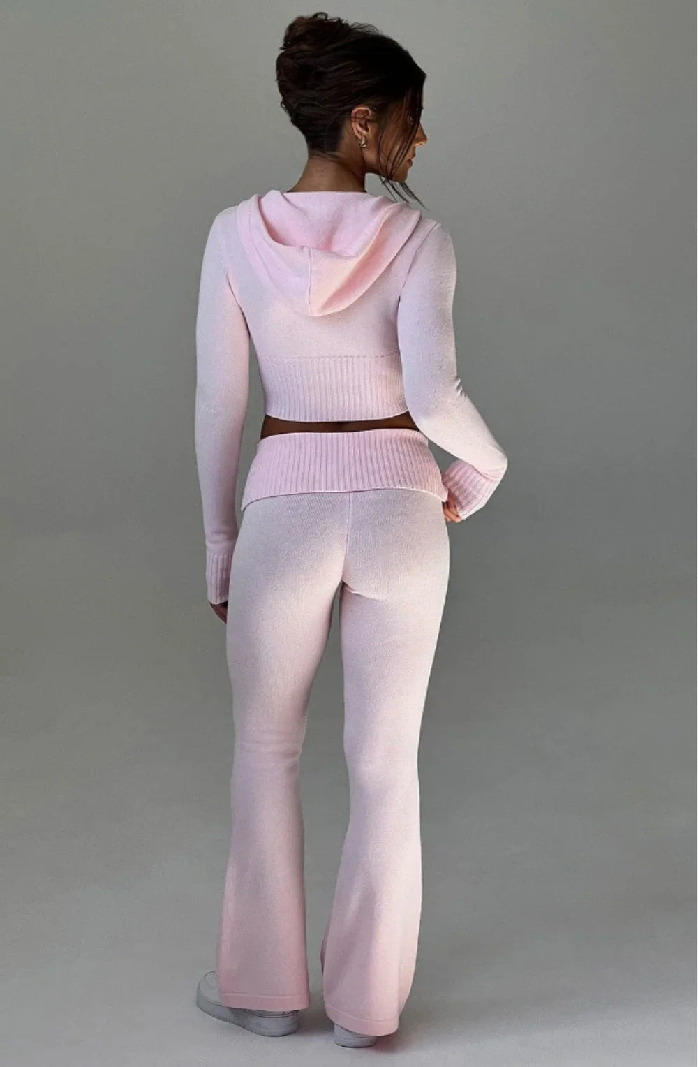 Knitted Hoodie and Flared Trouser Set