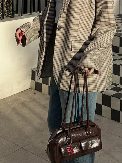Oversized Houndstooth Blazer