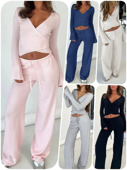 Two-Piece Set with Wide-Leg Trousers