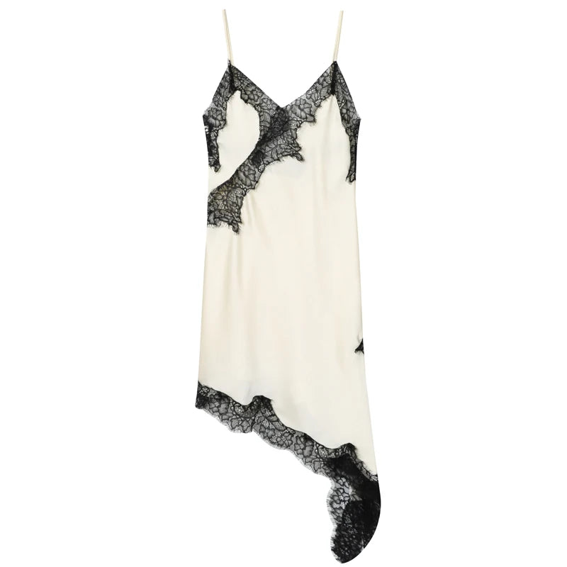 HXAO 2025 vrouwen kanten asymmetrische jurk sexy midi onderjurk chique mouwloze backless vestido luxe vrouwen elegante feestjurk
