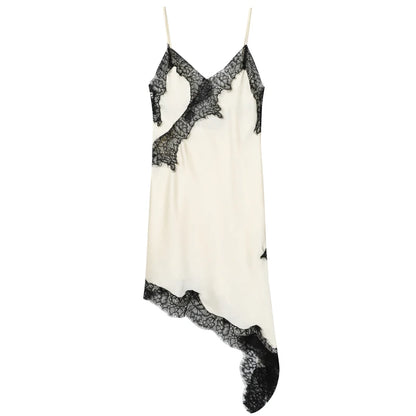 HXAO 2025 vrouwen kanten asymmetrische jurk sexy midi onderjurk chique mouwloze backless vestido luxe vrouwen elegante feestjurk