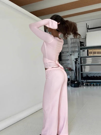 Two-Piece Set with Wide-Leg Trousers