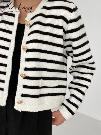 Striped Cropped Cardigan
