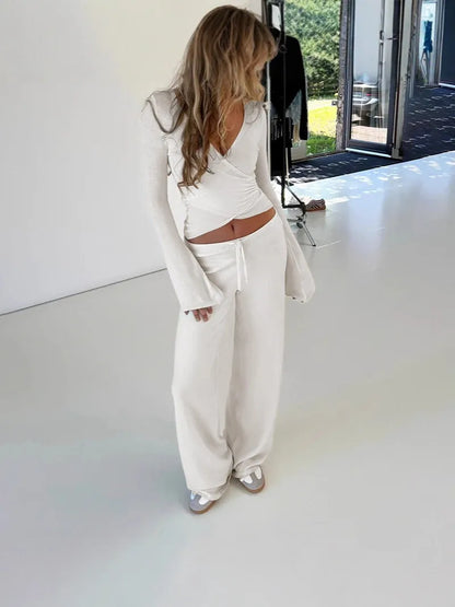 Two-Piece Set with Wide-Leg Trousers