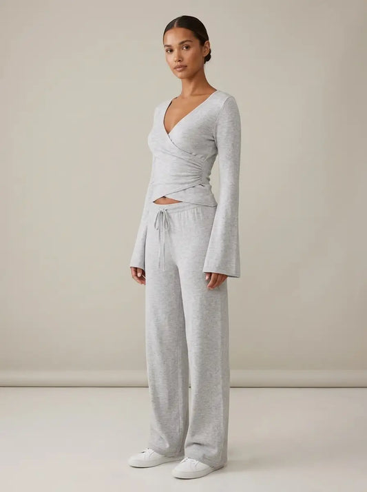 Two-Piece Set with Wide-Leg Trousers
