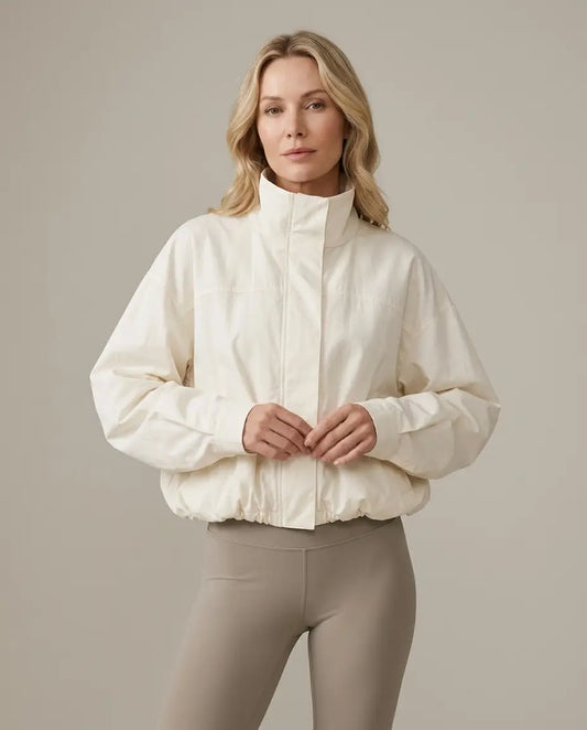 Cropped Bomber with Stand Collar